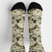 Weiße Blume auf cremefarbenem Hintergrund. Socken (Oben)