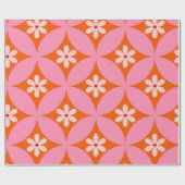 Weiße Blume auf dem Muster der rosafarbenen Kreise Geschenkpapier (Flach)