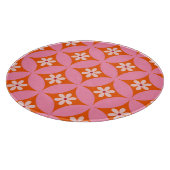 Weiße Blume auf dem Muster der rosafarbenen Kreise Schneidebrett (Ecke)