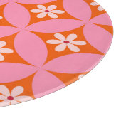 Weiße Blume auf dem Muster der rosafarbenen Kreise Schneidebrett (Ecke)