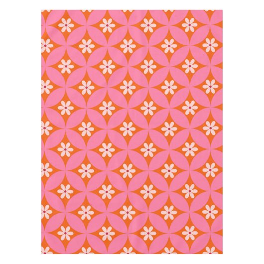 Weiße Blume auf dem Muster der rosafarbenen Kreise Tischdecke (Vorderseite)