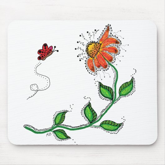 Weiße Blume auf der Maus Mousepad (Vorne)