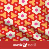 Weiße Blume auf der roten und pfirsichfarbenen Geo Kissen