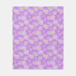 Weiße Blume auf einem Polka-Punkt-Hintergrund Fleecedecke