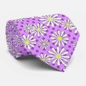Weiße Blume auf einem Polka-Punkt-Hintergrund Krawatte (Gerollt)