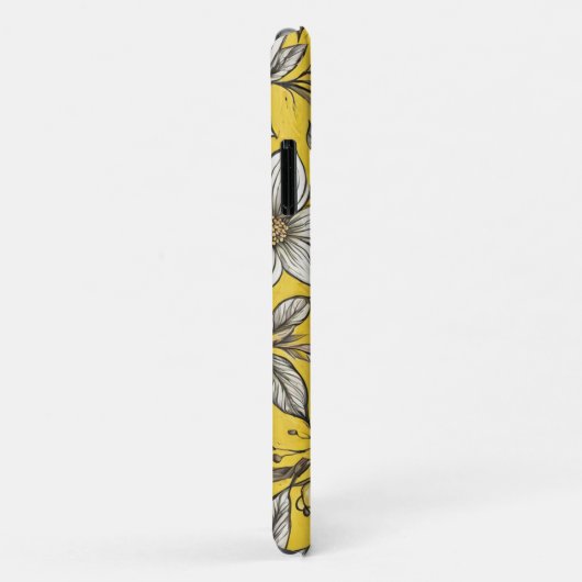 Weiße Blume auf gelbem Hintergrund Case-Mate iPhone Hülle (Hinten/Rechts)