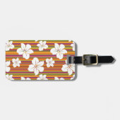 Weiße Blume auf gestreibendem Hintergrund Gepäckanhänger (Vorderseite horizontal)