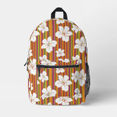 Weiße Blume auf gestreiftem Hintergrund Bedruckter Rucksack (Vorderseite)