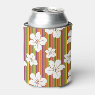 Weiße Blume auf gestreiftem Hintergrund Dosenkühler
