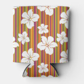 Weiße Blume auf gestreiftem Hintergrund Dosenkühler (Vorderseite)