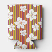 Weiße Blume auf gestreiftem Hintergrund Dosenkühler (Rückseite)