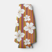 Weiße Blume auf gestreiftem Hintergrund Flaschenkühler (Vorderseite)