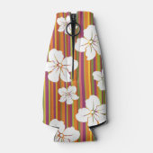 Weiße Blume auf gestreiftem Hintergrund Flaschenkühler (Rückseite)