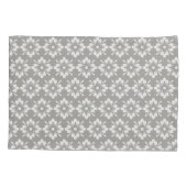 Weiße Blume auf grauem Hintergrund Wiederholmuster Kissenbezug (Rückseite-Links)