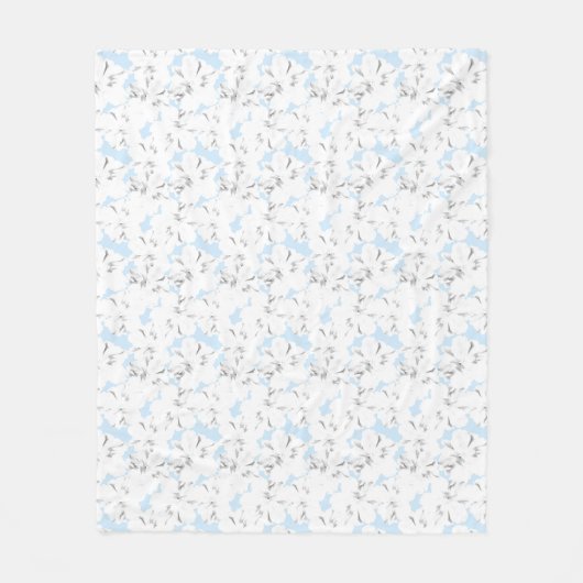 Weiße Blume auf hellblau. Fleecedecke (Vorderseite)