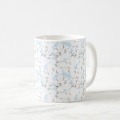 Weiße Blume auf hellblau. Kaffeetasse (VorderseiteRechts)