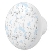 Weiße Blume auf hellblau. Keramikknauf (Rechts)