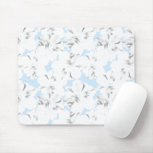 Weiße Blume auf hellblau. Mousepad (Mit Mouse)