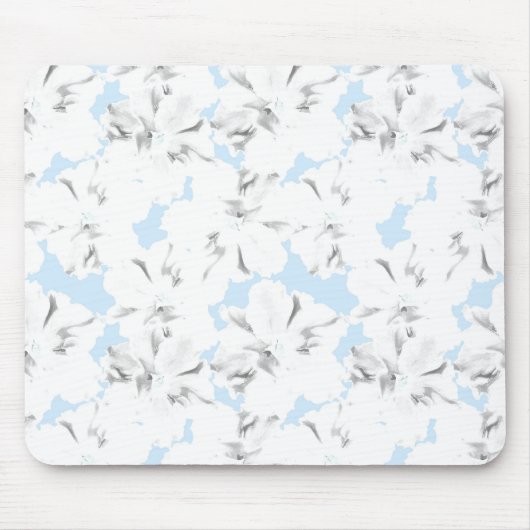 Weiße Blume auf hellblau. Mousepad (Vorne)