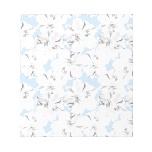 Weiße Blume auf hellblau. Notizblock (Vorderseite)