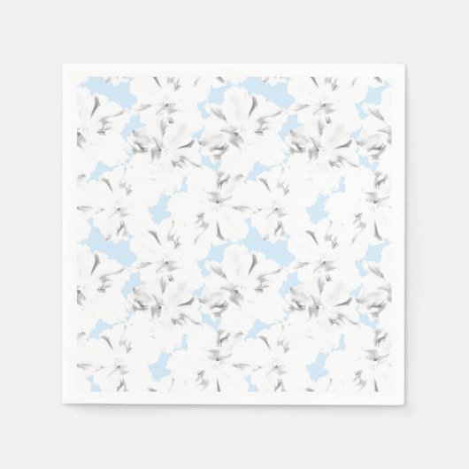 Weiße Blume auf hellblau. Serviette (Vorderseite)