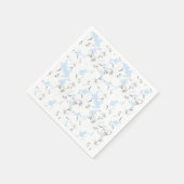 Weiße Blume auf hellblau. Serviette (Ecke)