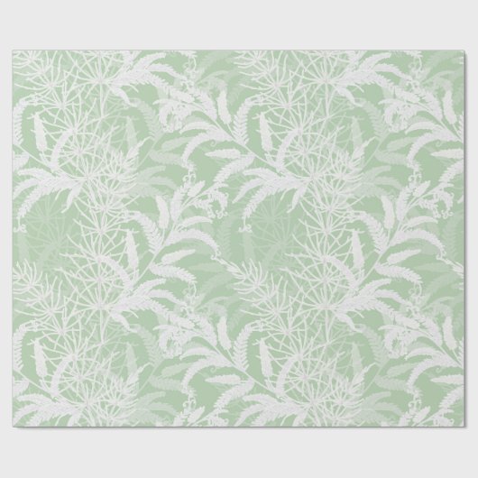 Weiße Blume auf hellgrün. Geschenkpapier (Flach)