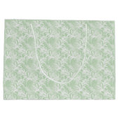 Weiße Blume auf hellgrün. Große Geschenktüte (Rückseite)