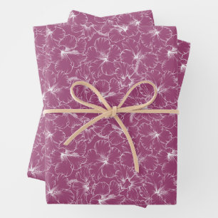 Weiße Blume auf Himbeere Geschenkpapier Set