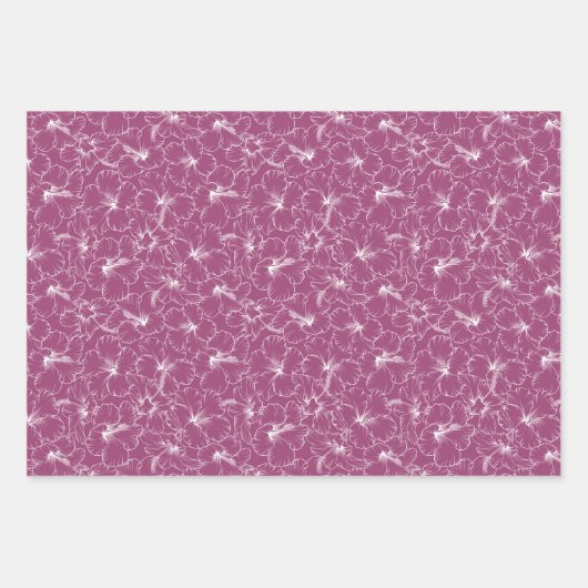 Weiße Blume auf Himbeere Geschenkpapier Set (Vorderseite)