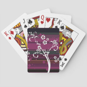 Weiße Blume auf Magenta Streifen Spielkarten