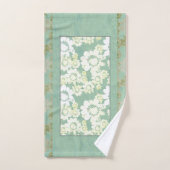 Weiße Blume auf meergrünen Badehandtücher Badhandtuch Set (Handtuch)