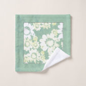 Weiße Blume auf meergrünen Badehandtücher Badhandtuch Set (Waschlappen)