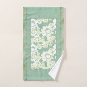 Weiße Blume auf meergrünen Badehandtücher Badhandtuch Set (Handtuch)