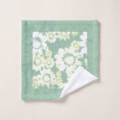 Weiße Blume auf meergrünen Badehandtücher Badhandtuch Set (Waschlappen)