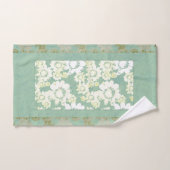 Weiße Blume auf meergrünen Badehandtücher Badhandtuch Set (Handtuch)