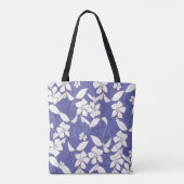Weiße Blume auf Periwinkle Tasche (Rückseite)