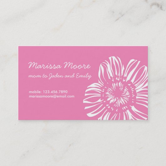 Weiße Blume auf rosa Karte (Vorderseite)