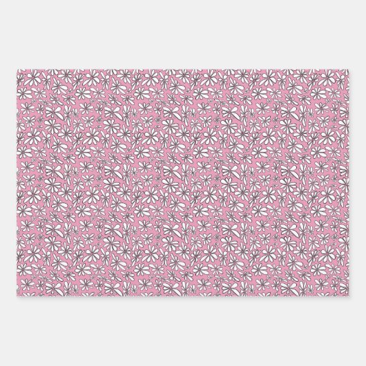 Weiße Blume auf rosa Untergrund Geschenkpapier Set (Vorderseite 3)