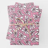 Weiße Blume auf rosa Untergrund Geschenkpapier Set (Beispiel)