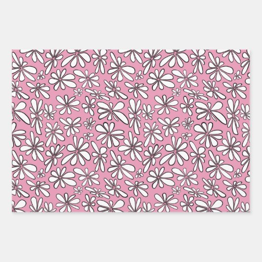 Weiße Blume auf rosa Untergrund Geschenkpapier Set (Vorderseite)