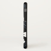 Weiße Blume auf Schwarz-Monogramm-Elegant Case-Mate iPhone Hülle (Hinten/Links)