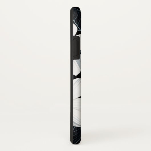 Weiße Blume auf Schwarz-Monogramm-Elegant Case-Mate iPhone Hülle (Hinten/Rechts)