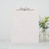 Weiße Blume auf Taupe Personalisiert Briefbogen (Stehend Vorderseite)