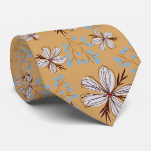 WEISSE BLUME, BEIGE HINTERGRUND KRAWATTE