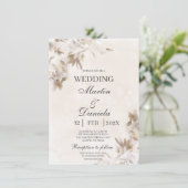Weiße Blume beige spanische Einladung zur Hochzeit (Stehend Vorderseite)