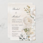 Weiße Blume beige spanische Einladung zur Hochzeit (Vorne/Hinten)