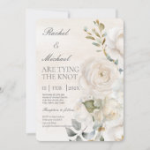 Weiße Blume beige spanische Einladung zur Hochzeit (Vorderseite)