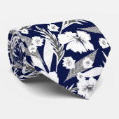 Weiße Blume, blau und weiß. Krawatte (Gerollt)