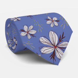 WEISSE BLUME, BLAUER HINTERGRUND KRAWATTE